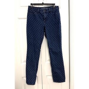 Lands End Women's Polka Dot Pattern Mid Rise Slim Fit Jeans in Size 8